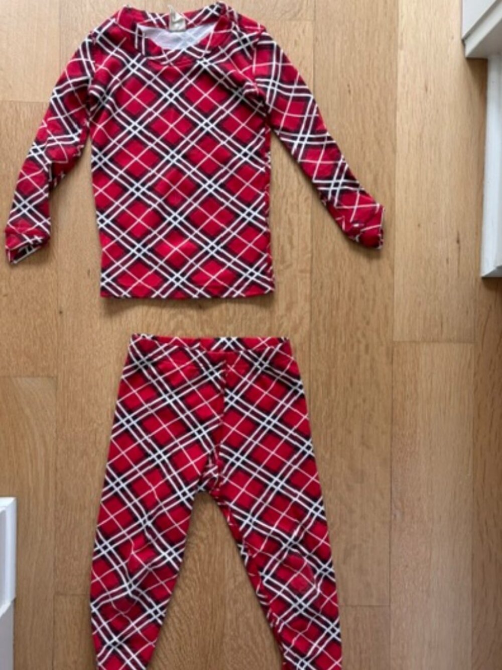 3 Piece: monica + andy Christmas plaid pj set and short sleeved shirt - Size 6/7